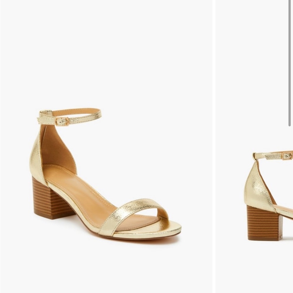 Size 9.5 gold heeled sandals NEVER WORN